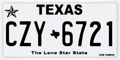 TX license plate CZY6721