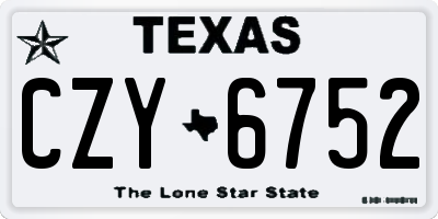 TX license plate CZY6752
