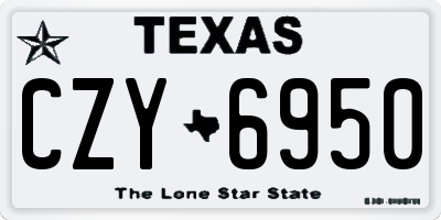 TX license plate CZY6950