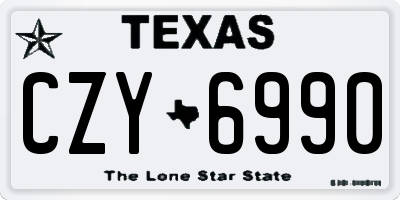 TX license plate CZY6990