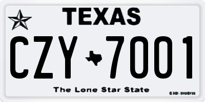 TX license plate CZY7001