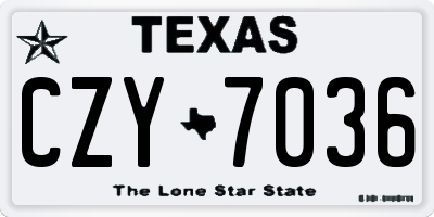 TX license plate CZY7036