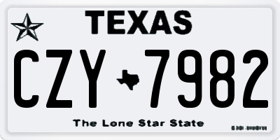 TX license plate CZY7982