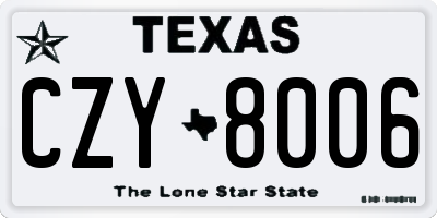 TX license plate CZY8006