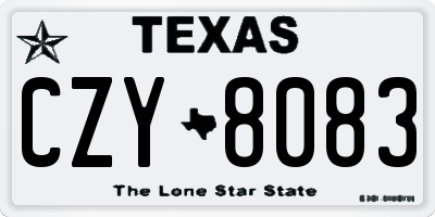 TX license plate CZY8083