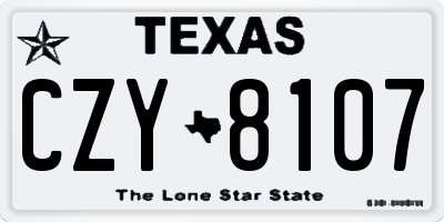 TX license plate CZY8107