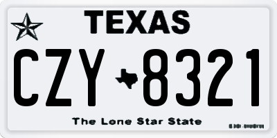 TX license plate CZY8321