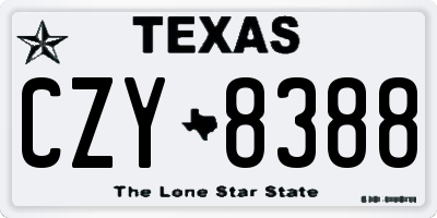 TX license plate CZY8388
