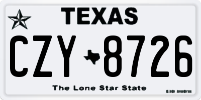 TX license plate CZY8726