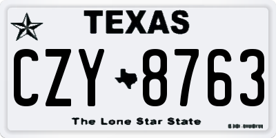 TX license plate CZY8763