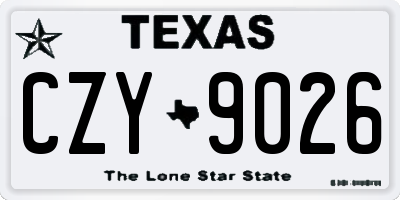 TX license plate CZY9026