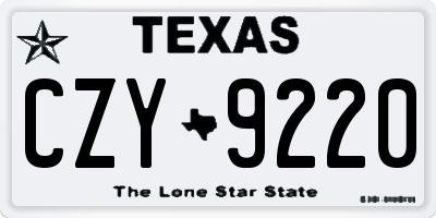 TX license plate CZY9220