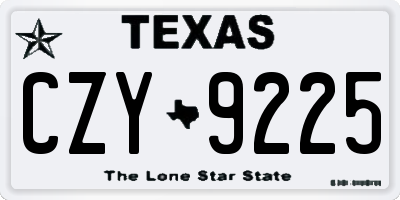 TX license plate CZY9225