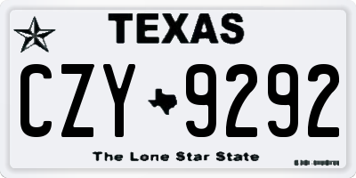 TX license plate CZY9292