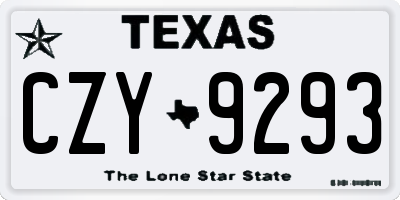 TX license plate CZY9293