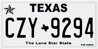 TX license plate CZY9294