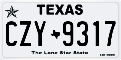 TX license plate CZY9317