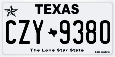 TX license plate CZY9380