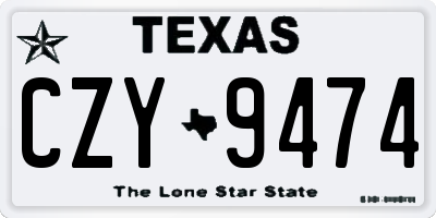 TX license plate CZY9474
