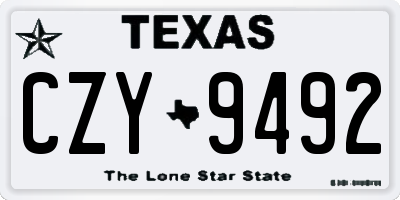 TX license plate CZY9492