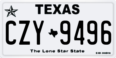 TX license plate CZY9496