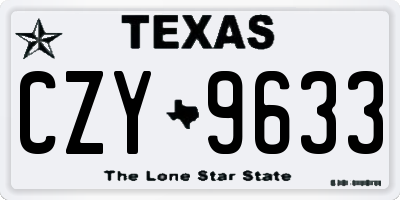 TX license plate CZY9633