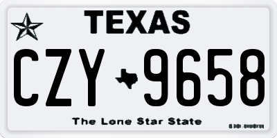 TX license plate CZY9658