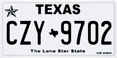 TX license plate CZY9702