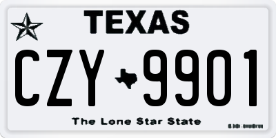 TX license plate CZY9901