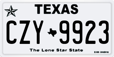TX license plate CZY9923