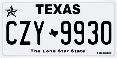 TX license plate CZY9930