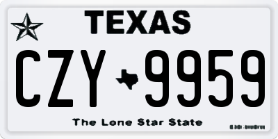 TX license plate CZY9959