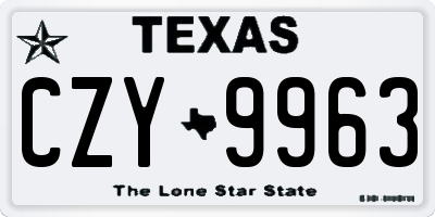 TX license plate CZY9963
