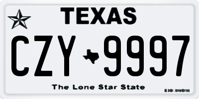 TX license plate CZY9997