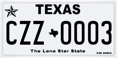 TX license plate CZZ0003