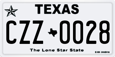 TX license plate CZZ0028