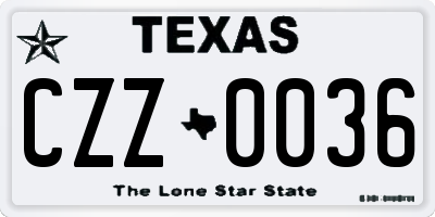 TX license plate CZZ0036