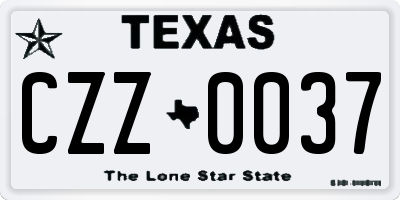 TX license plate CZZ0037