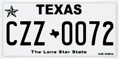 TX license plate CZZ0072