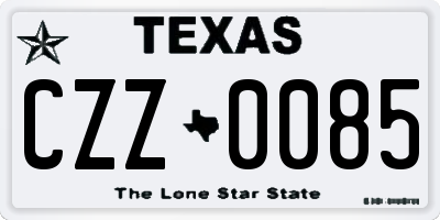TX license plate CZZ0085