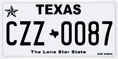 TX license plate CZZ0087