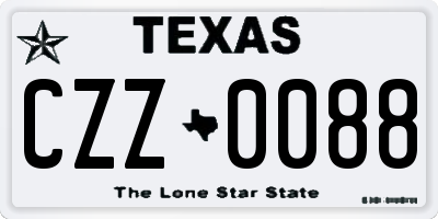 TX license plate CZZ0088