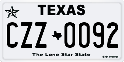 TX license plate CZZ0092