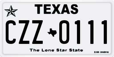 TX license plate CZZ0111