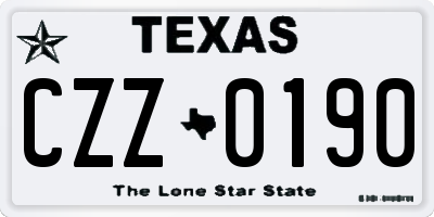 TX license plate CZZ0190