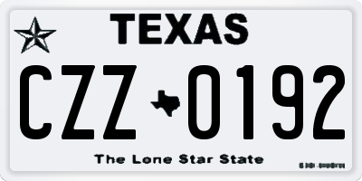 TX license plate CZZ0192