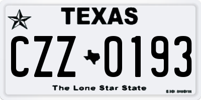 TX license plate CZZ0193