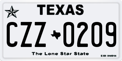 TX license plate CZZ0209