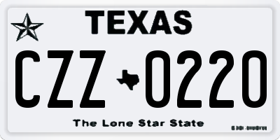 TX license plate CZZ0220