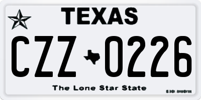 TX license plate CZZ0226